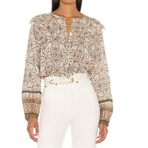 Cleobella Ella Blouse Mosaic Block Print Size L NWT Organic Cotton Boho